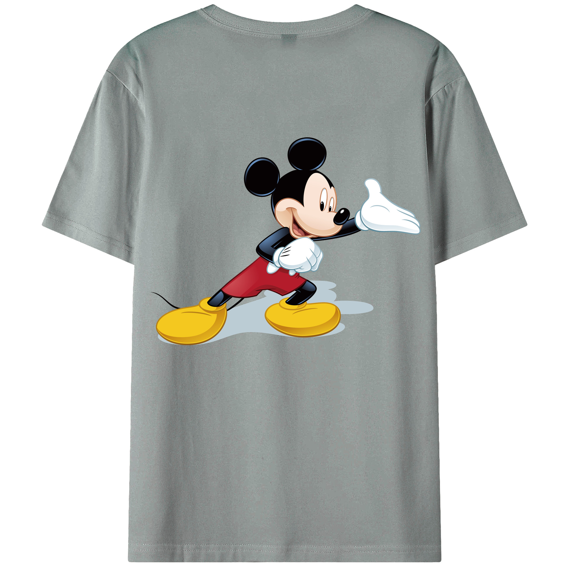 ミッキーマウス Mickey Mouse 綿100％ メンズ半袖Tシャツ（バックプリント） 通気性